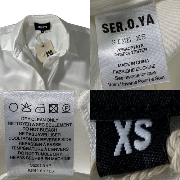 SER.O.YA Zucker Shirt Blouse XS Long Sleeve Button Front French Cuff Relaxed Fit - Picture 6 of 12